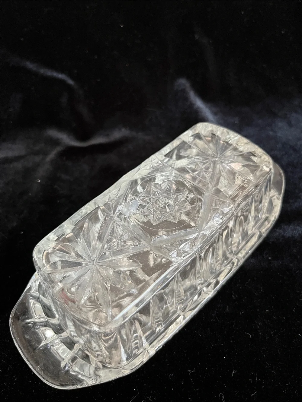 Anchor Hocking PRESCUT CLEAR Glass BUTTER Covered Dish 7 1/4